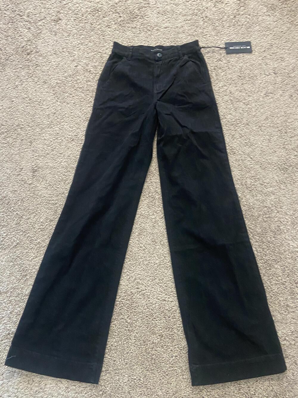 Black Orchid Pants Womens 26 Black Twill Relaxed Wide Leg Chino Pockets Casual